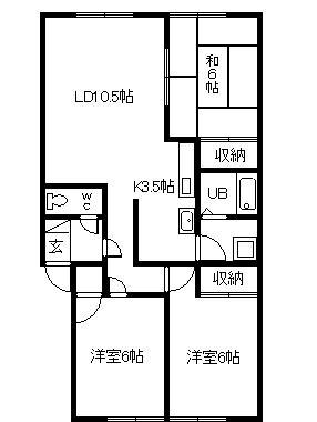 豊岡2・2ハイツ(3LDK/2階)の間取り写真