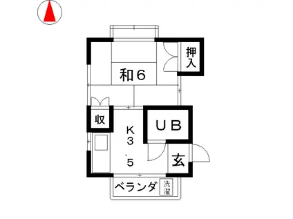 ハイツ田村(1K/2階)の間取り写真