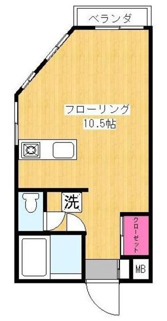 パレ ラ プラージュ(ワンルーム/4階)の間取り写真