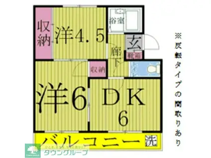 ガーデンフィール東台(2DK/1階)の間取り写真