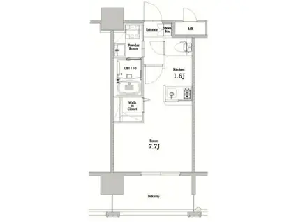 エンクレストベイ天神東Ⅱ(1K/4階)の間取り写真