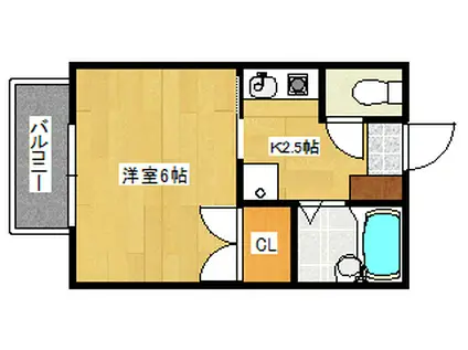 パークハイツ西蟹屋(1K/2階)の間取り写真