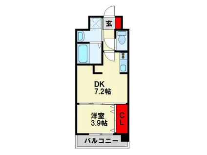 コンダクトレジデンスSANGAMORI(1DK/5階)の間取り写真