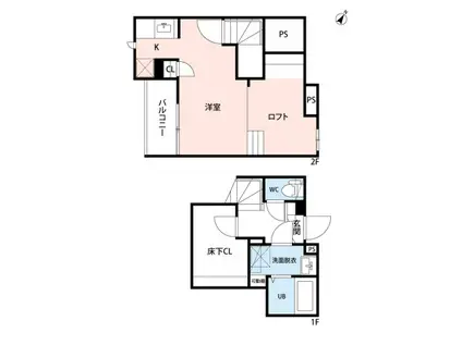 CB久留米ヴェール(1K/2階)の間取り写真
