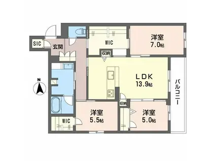 フレシア天王寺(3LDK/2階)の間取り写真
