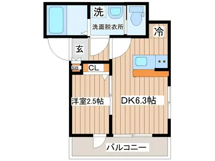 CASA FRASE(1DK/3階)の間取り写真