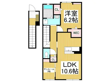 コンフォーティア穂高(1LDK/2階)の間取り写真