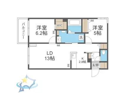 エフュート二十四軒(2LDK/3階)の間取り写真