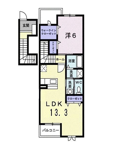 レジデンスヒロC(1LDK/2階)の間取り写真