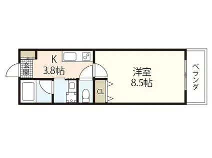 RIDERE廿日市(1K/2階)の間取り写真