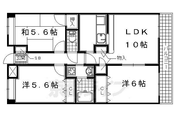コージースクエア・広野(3LDK/3階)の間取り写真