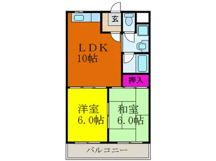 ソシアルアイ(2LDK/1階)の間取り写真