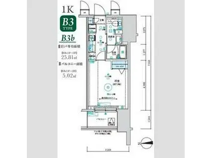 マキシヴ八王子トレ(1K/11階)の間取り写真