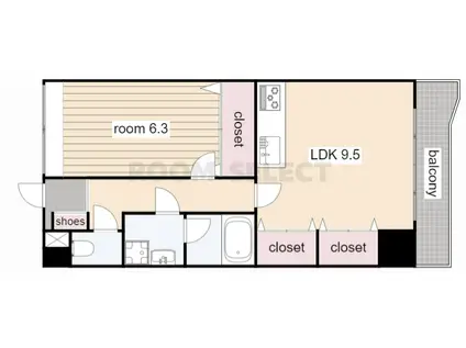 プログレスアサダ瓦町(1LDK/4階)の間取り写真