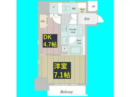 レジディア高岳(1DK/14階)の間取り写真