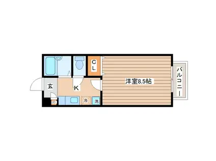 メモリーハウス南仙台(1K/1階)の間取り写真