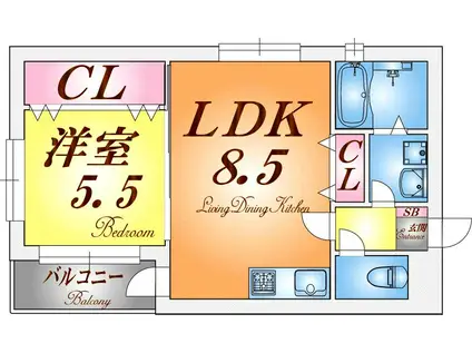 アネシスコート門口(1LDK/4階)の間取り写真