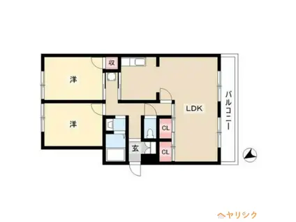 牧の原中央マンション(2LDK/3階)の間取り写真