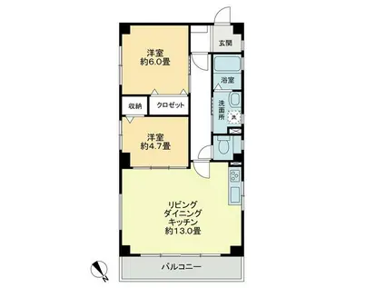 フォブール辻(2LDK/3階)の間取り写真