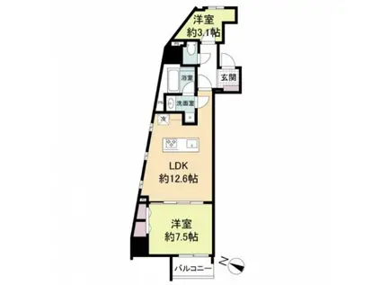 ブランシエスタ広島駅(2LDK/2階)の間取り写真