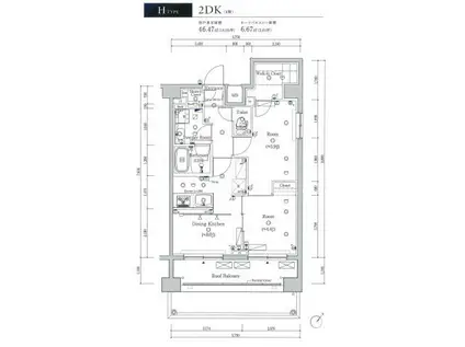 スカイコートヴィスタ隅田公園(2DK/6階)の間取り写真