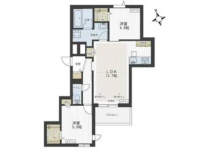 アトラスII(2LDK/3階)の間取り写真