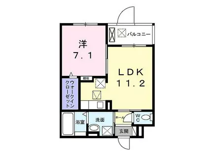 シャルマン唐橋南II(1LDK/1階)の間取り写真