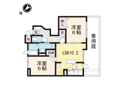 フィオーレ Ⅰ(2LDK/1階)の間取り写真