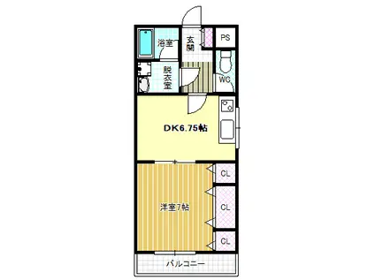 VULCAN城山(1DK/5階)の間取り写真