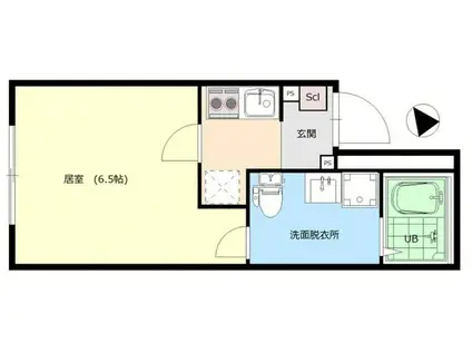 ルノン谷在家(1K/2階)の間取り写真