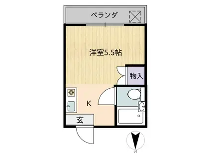 ドゥエル湯河原(1K/2階)の間取り写真