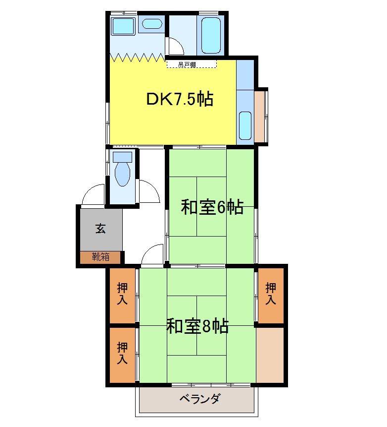 コーポいわさき(2DK/2階)の間取り写真