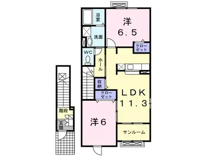 グランデ・フィオーレ IIーB(2LDK/2階)の間取り写真