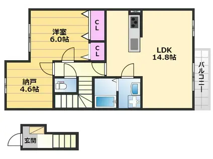 ルミエールマゴジⅤ(1SLDK/2階)の間取り写真