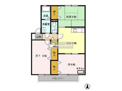 パークサンハイム(3DK/2階)の間取り写真