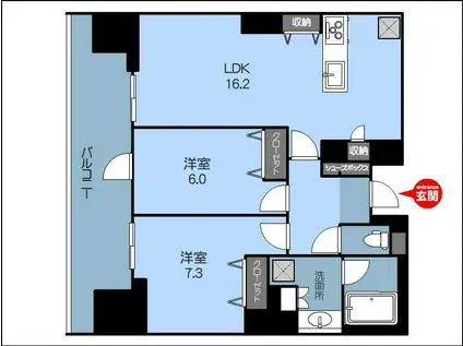 THE PREMIERE(2LDK/9階)の間取り写真