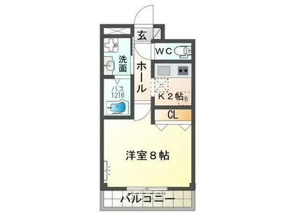 りんくうヴェルジェ(1K/1階)の間取り写真