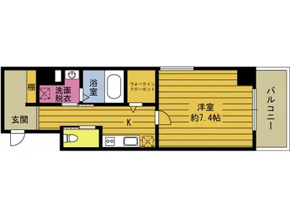 CREA COURT 中島(1K/3階)の間取り写真