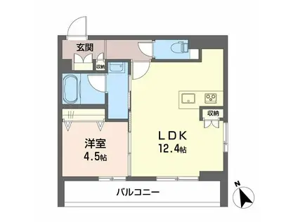 ヒールコート本町(1LDK/2階)の間取り写真