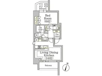 プライムガーデン西麻布(1LDK/2階)の間取り写真