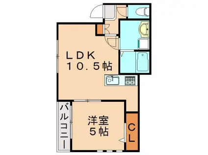 プルデント美野島(1LDK/3階)の間取り写真