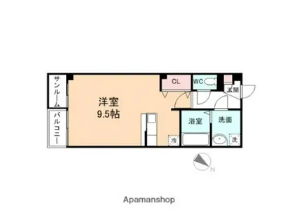 プリズムとなみ若草町(ワンルーム/2階)の間取り写真