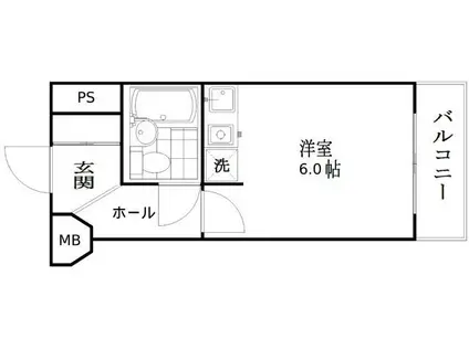 ライオンズマンション川崎貝塚第2(1K/9階)の間取り写真