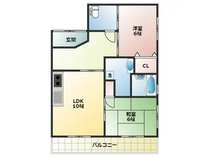 フレーズ向山(2LDK/2階)の間取り写真