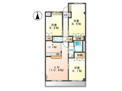クローバー(3LDK/2階)の間取り写真