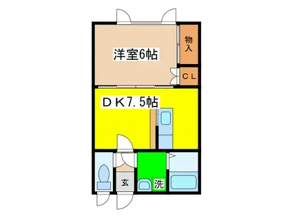 マンションエトピリカ(1DK/1階)の間取り写真