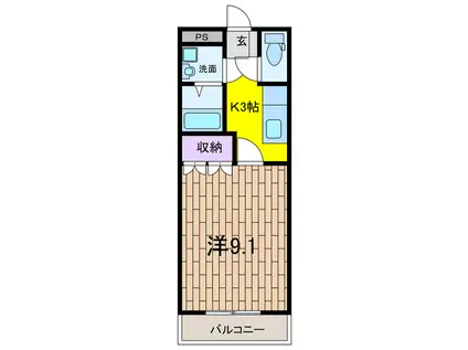 ポラリスシャイン(1K/2階)の間取り写真