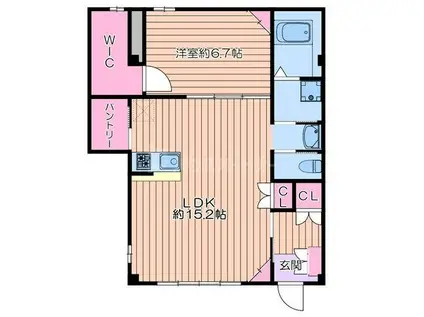 シュバーンII(1LDK/1階)の間取り写真