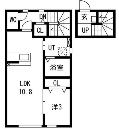 MIKATA (1LDK/2階)の間取り写真