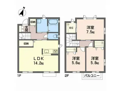 フローラ石手(3LDK/1階)の間取り写真